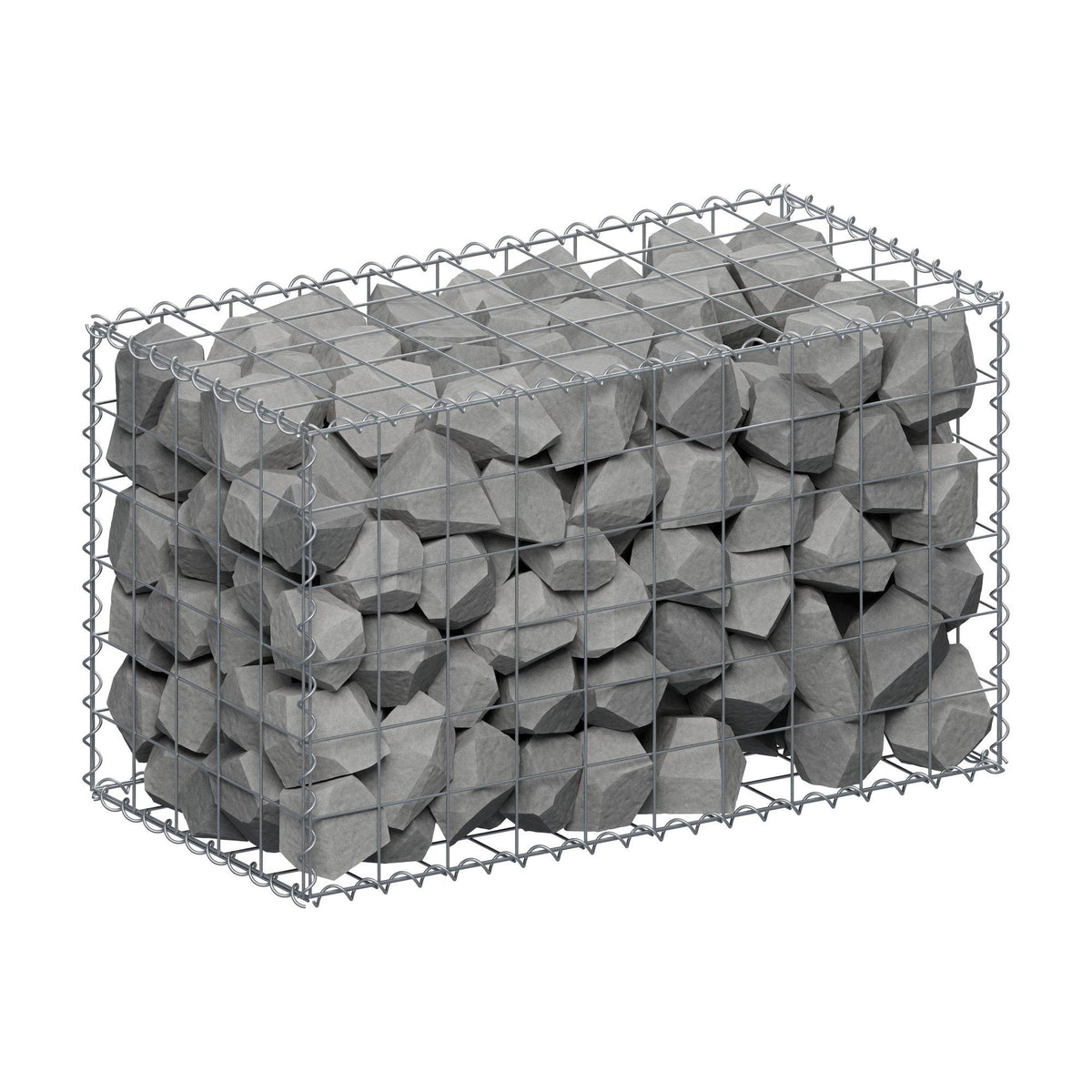 Schanskorf 100 cm x 60 cm x 50 cm (L x H x D), maaswijdte 10 cm x 10 cm, spiraalvormig