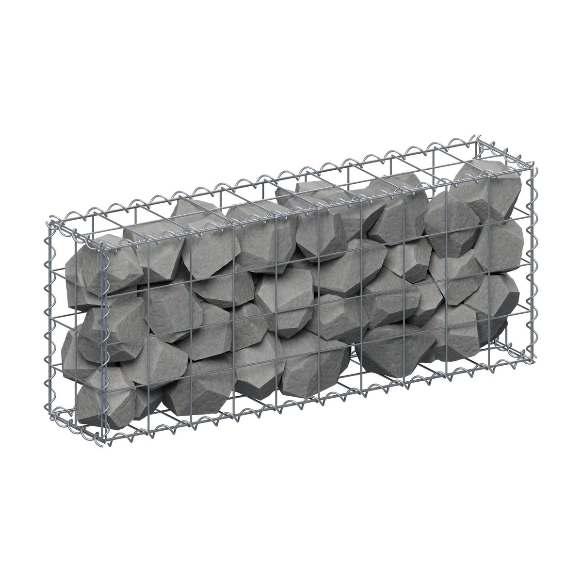 Schanskorf 100 cm x 40 cm x 20 cm (L x H x D), maaswijdte 10 cm x 10 cm, spiraalvormig