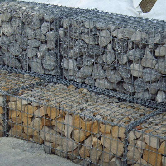 Set van 2 schanskorven 100 cm x 50 cm x 50 cm (L x H x D), maaswijdte 5 x 10 cm, spiraalvormig