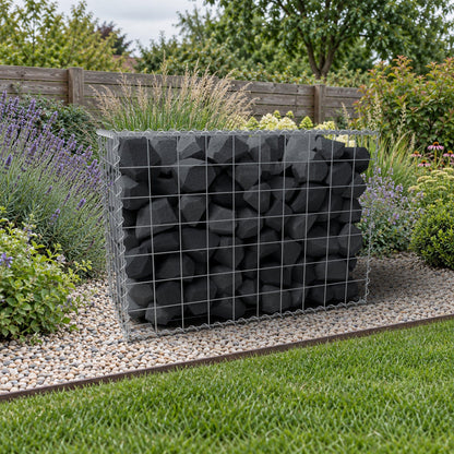 Schanskorf 100 cm x 70 cm x 50 cm (L x H x D), maaswijdte 10 cm x 10 cm, spiraalvormig