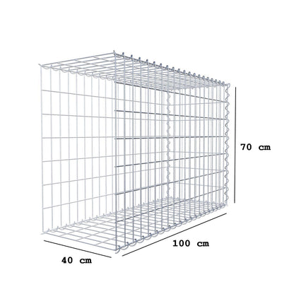Gabion rapporté type 2 100 cm x 70 cm x 40 cm (L x H x P), mailles 5 cm x 10 cm, spirale