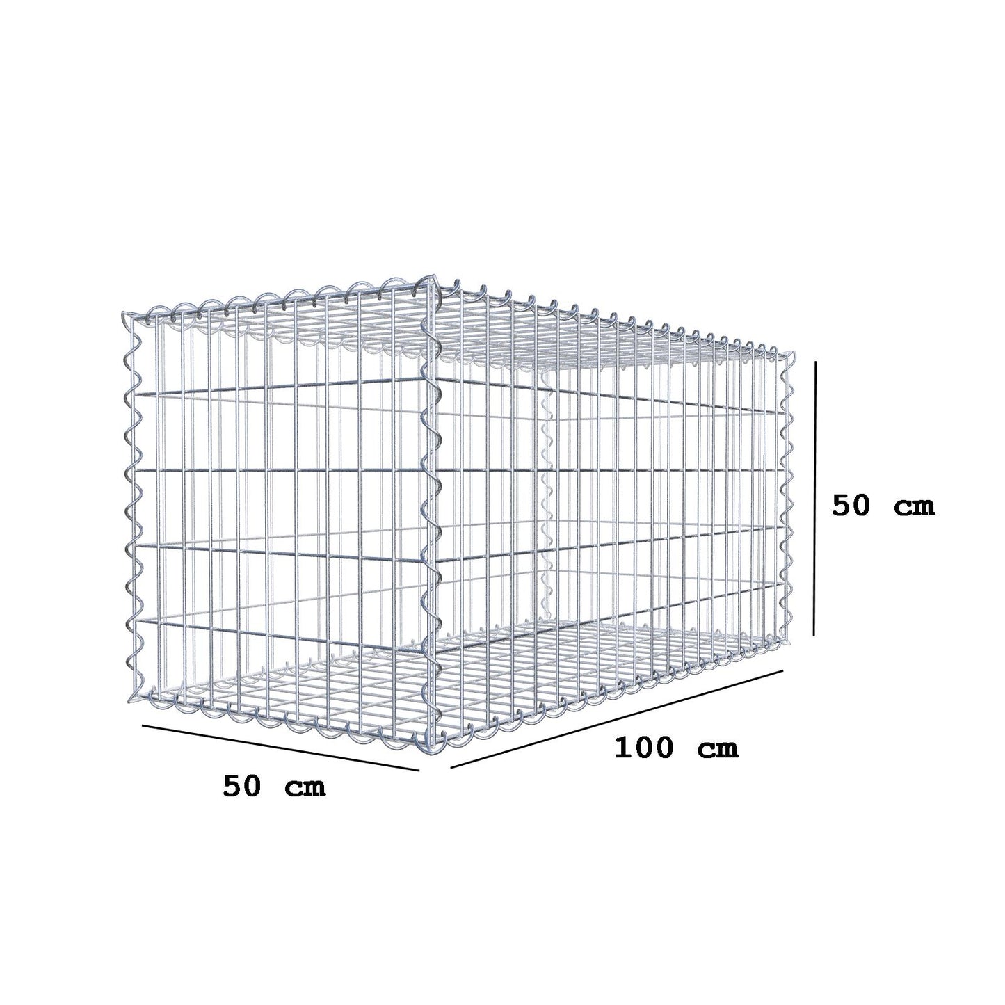 2er Set Gabionen 100 cm x 50 cm x 50 cm (L x H x T), Maschenweite 5 x 10 cm, Spirale