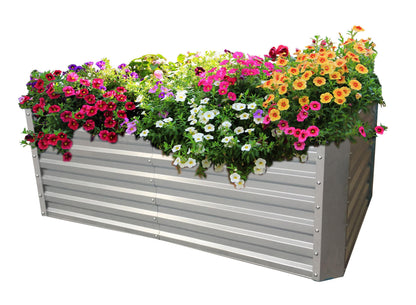 Højbed af galvaniseret metalplade med top - Mål uden top: 184 x 60 x 90 cm (L x H x D, plantemål)