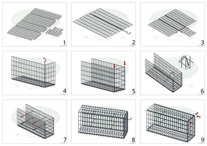 Påväxt gabion typ 2 100 cm x 40 cm x 20 cm (L x H x D), maskstorlek 5 cm x 10 cm, spiral