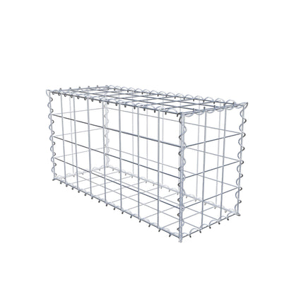Schanskorf 80 cm x 40 cm x 30 cm (L x H x D), maaswijdte 10 cm x 10 cm, spiraalvormig