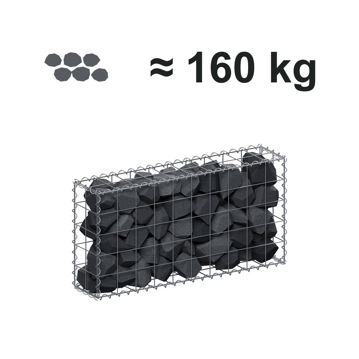 Schanskorf 100 cm x 50 cm x 20 cm (L x H x D), maaswijdte 10 cm x 10 cm, spiraalvormig
