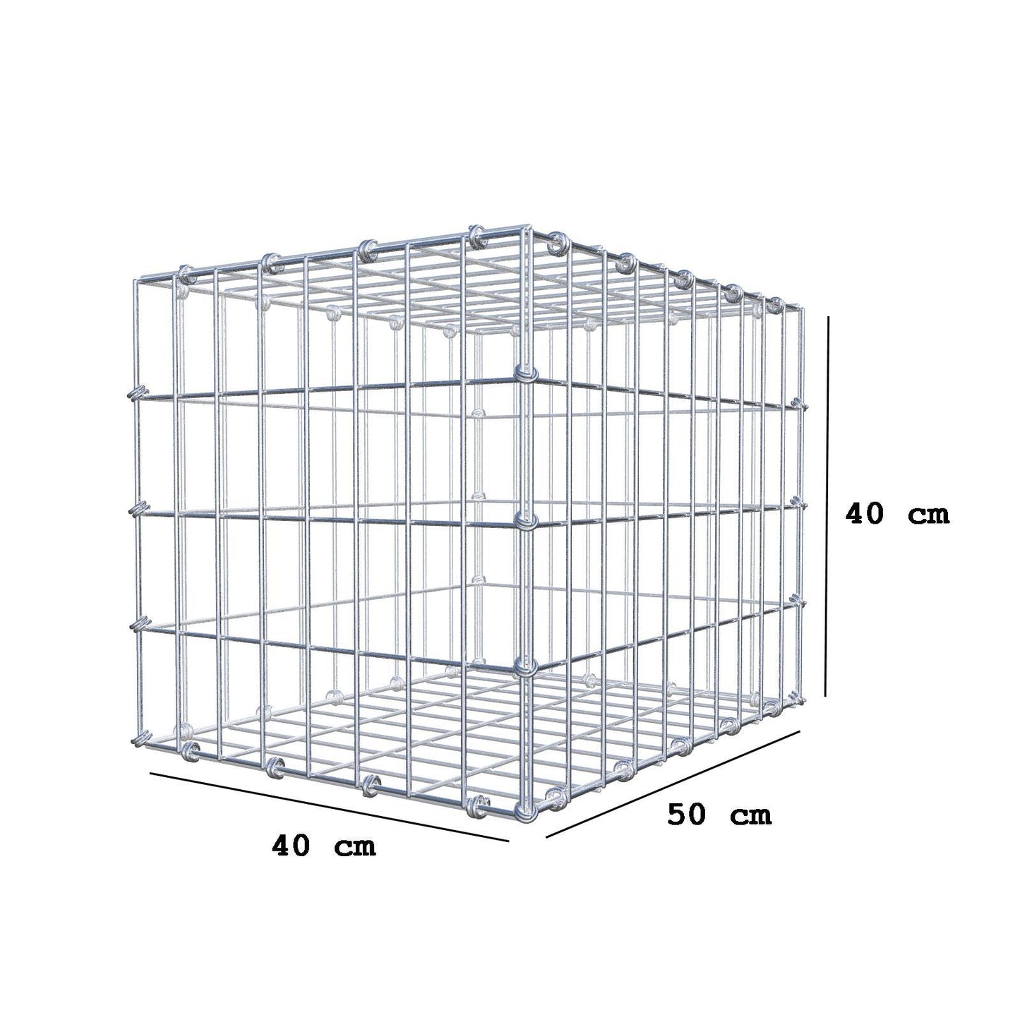 Schanskorf 50 cm x 40 cm x 40 cm (L x H x D), maaswijdte 5 x 10 cm, spiraalring