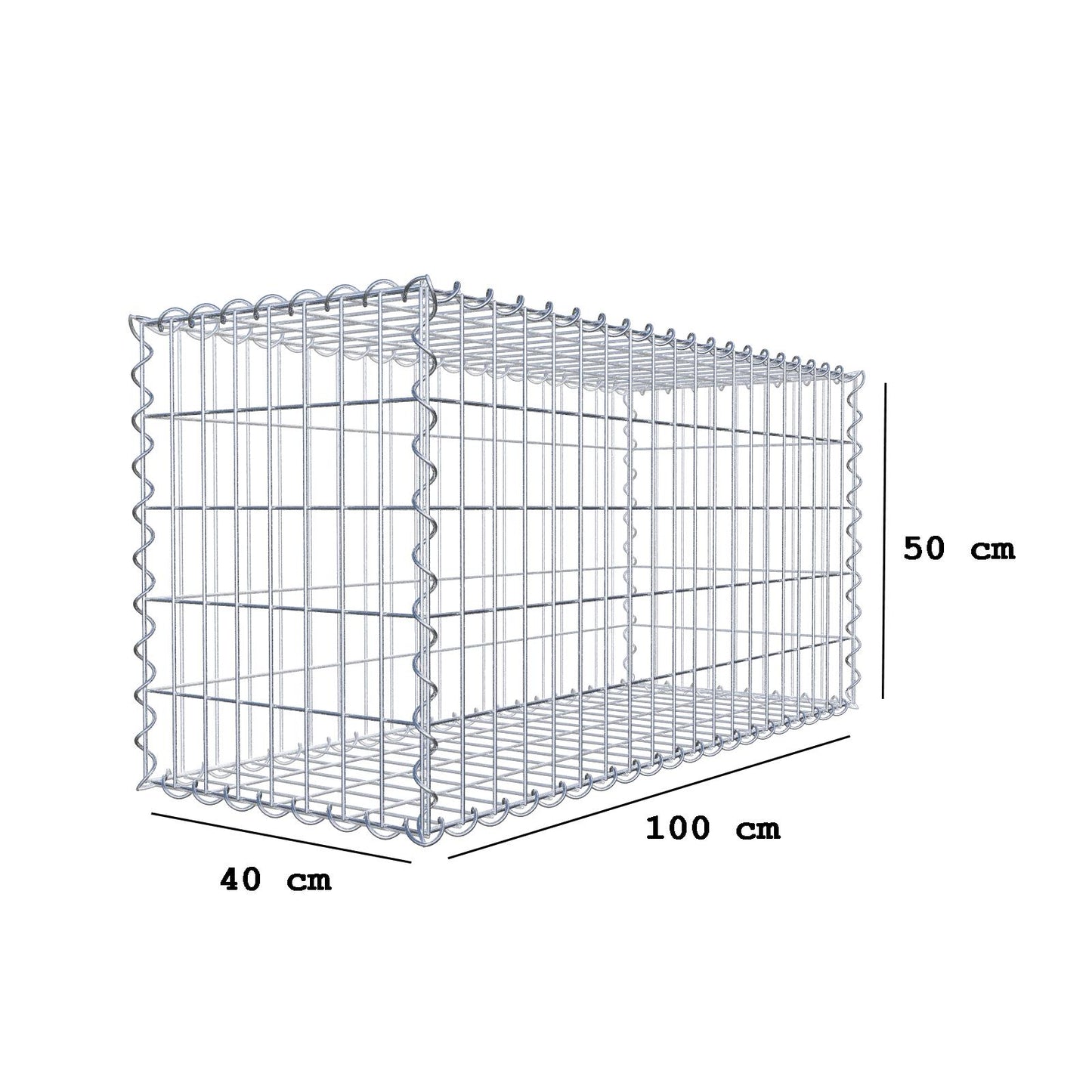 Set van 2 schanskorven 100 cm x 50 cm x 40 cm (L x H x D), maaswijdte 5 x 10 cm, spiraalvormig