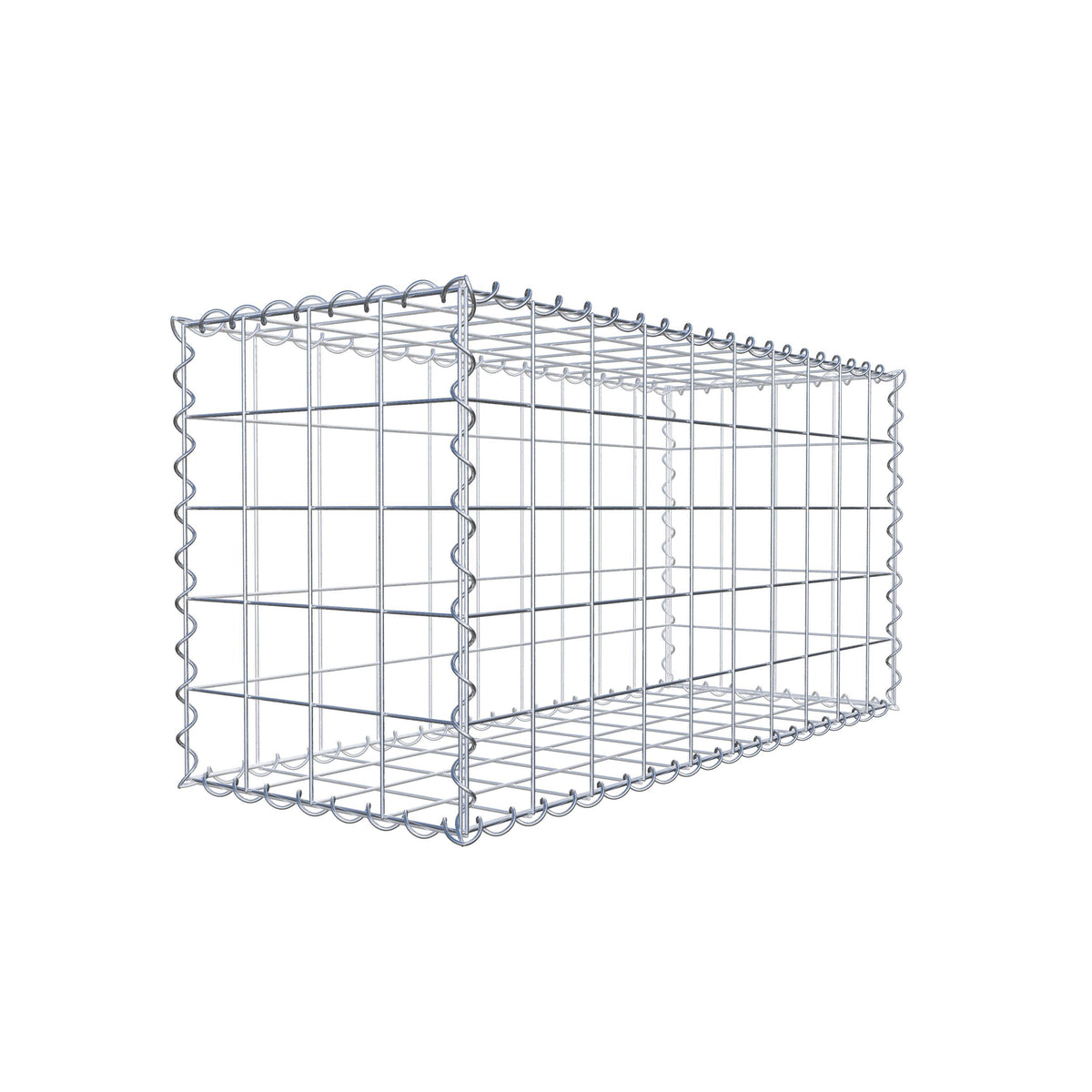 Schanskorf 100 cm x 50 cm x 40 cm (L x H x D), maaswijdte 10 cm x 10 cm, spiraalvormig