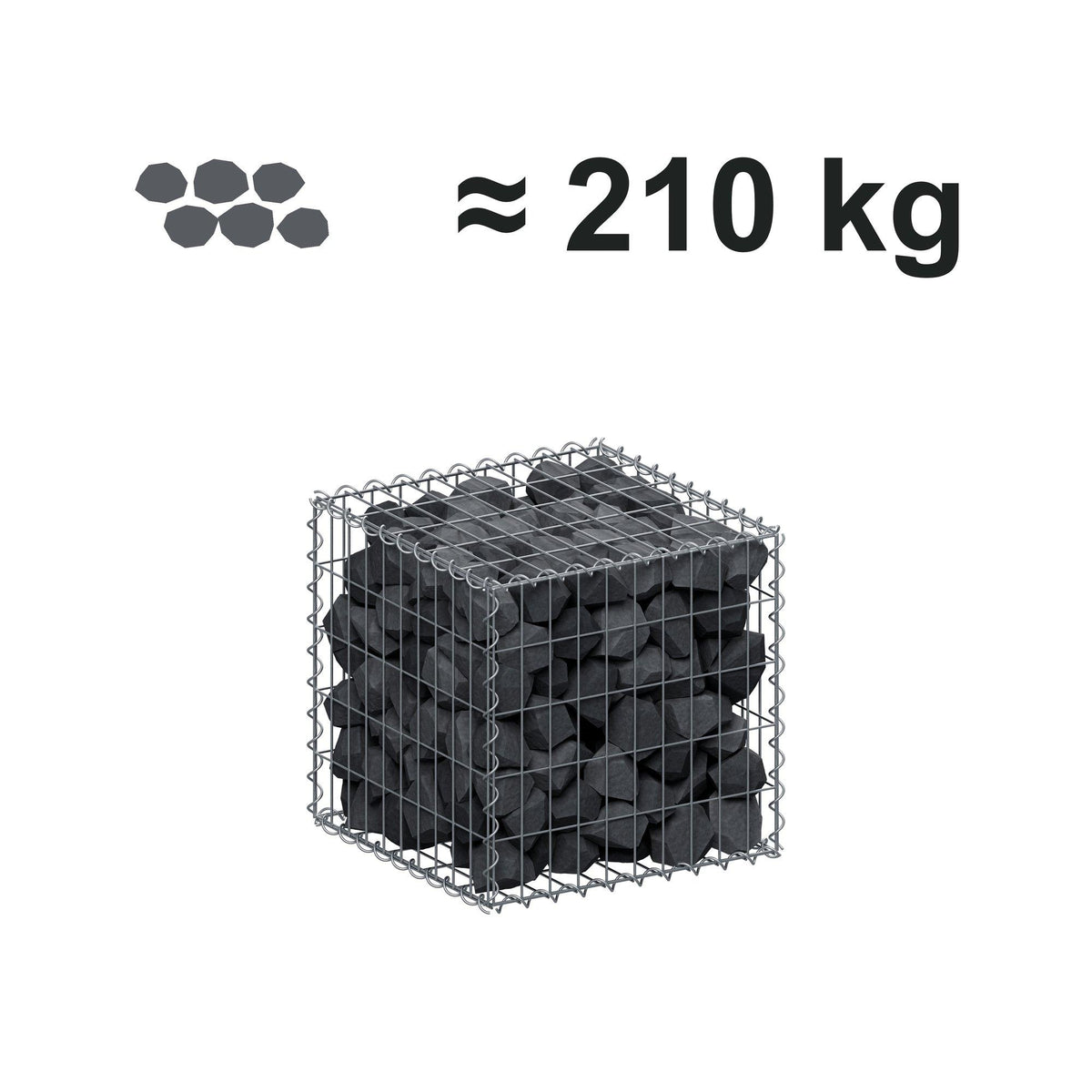 Gabion 50 cm x 50 cm x 50 cm (L x H x D), mesh size 5 cm x 10 cm, spiral