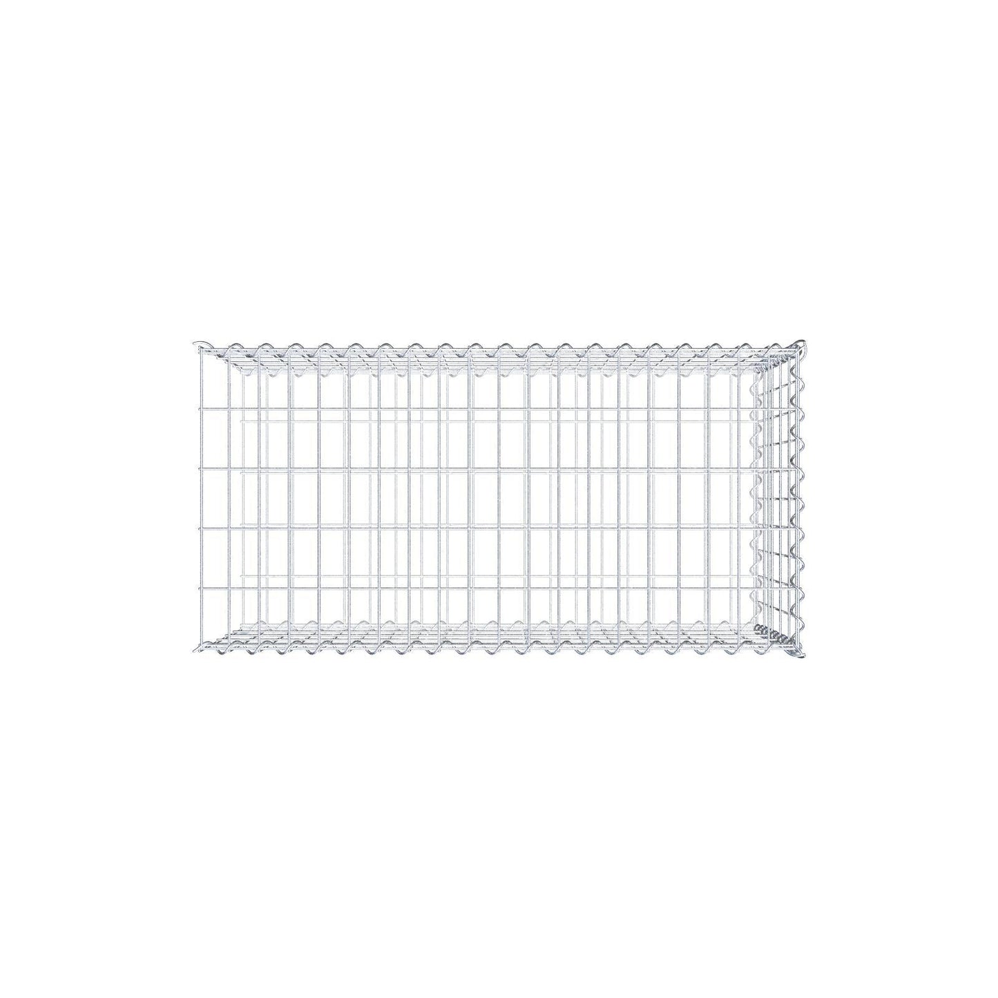 Opbouw schanskorf type 2 100 cm x 50 cm x 50 cm (L x H x D), maaswijdte 5 cm x 10 cm, spiraalvormig
