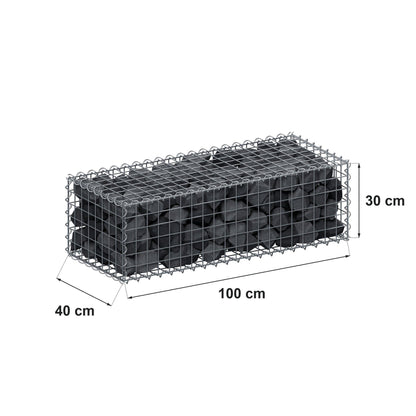 Gabione 100 cm x 30 cm x 40 cm (L x H x T), Maschenweite 5 cm x 5 cm, Spirale