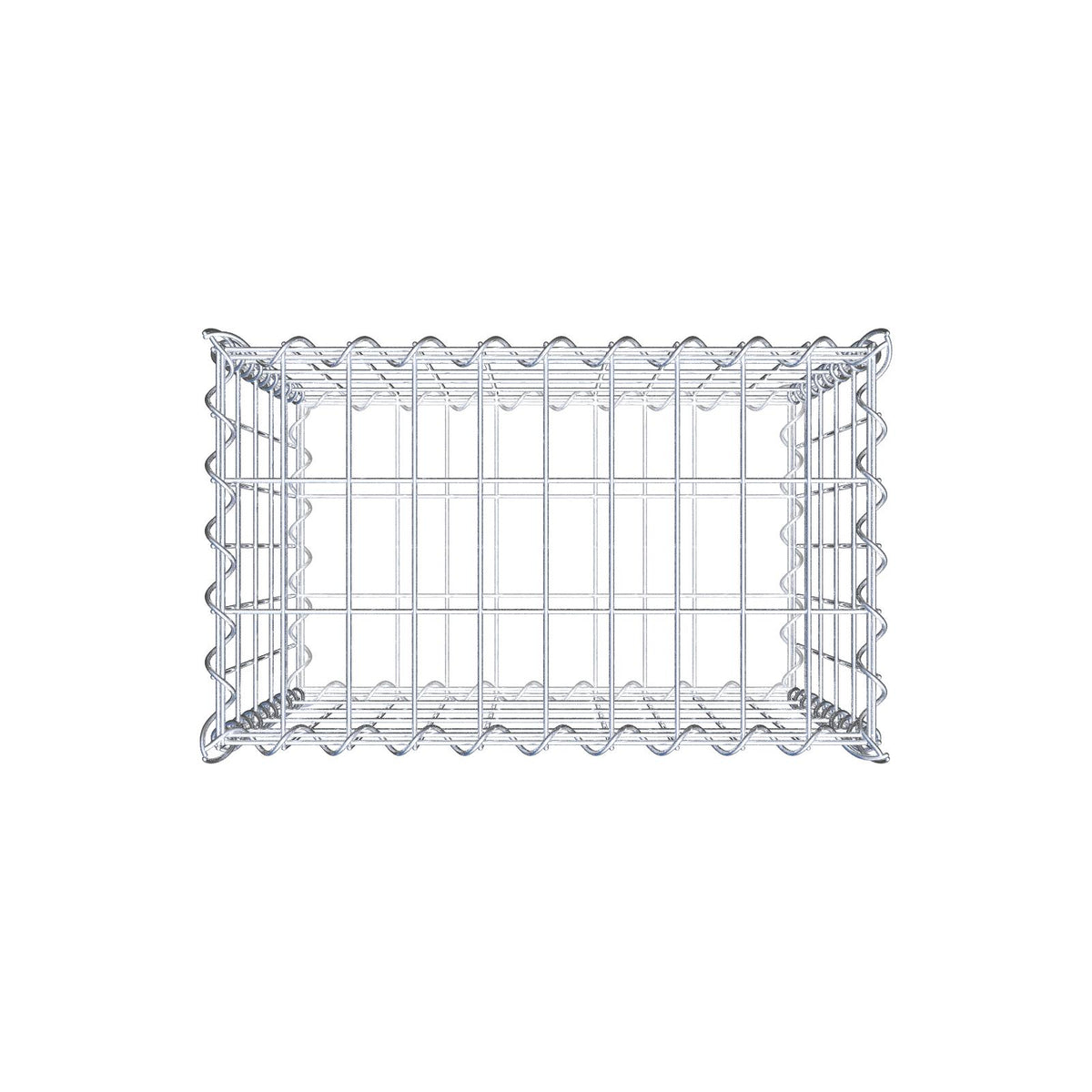 Gabião 50 cm x 50 cm x 30 cm (C x A x P), malhagem 5 cm x 10 cm, espiral