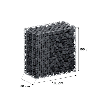 Gabion 100 cm x 100 cm x 50 cm (L x H x D), maskstorlek 5 cm x 5 cm, spiral