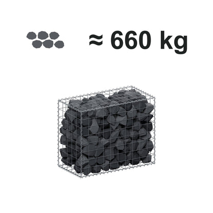 Schanskorf 100 cm x 80 cm x 50 cm (L x H x D), maaswijdte 10 cm x 10 cm, spiraalvormig