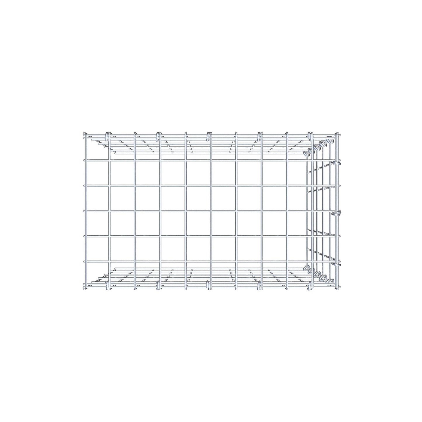 Opbouw schanskorf type 4 50 cm x 50 cm x 30 cm (L x H x D), maaswijdte 5 cm x 10 cm, C-ring