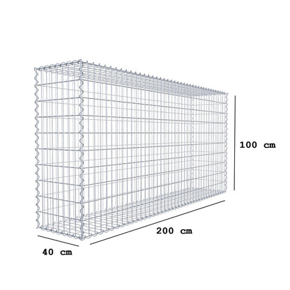 Gabion 200 cm x 100 cm x 40 cm (L x H x P), mailles 5 cm x 10 cm, spirale