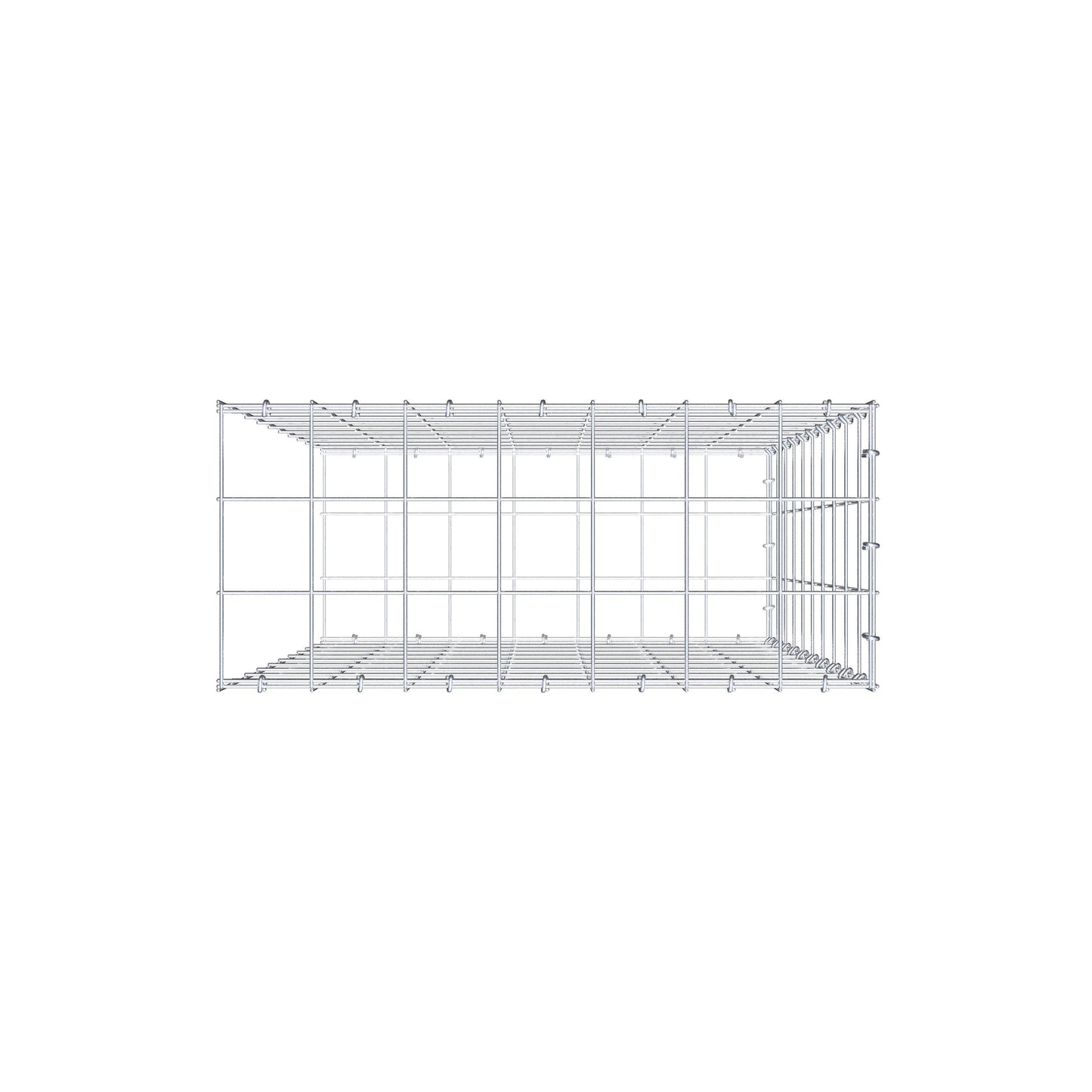 Type 2 oplegkorf 100 cm x 70 cm x 30 cm (L x H x D), maaswijdte 10 cm x 10 cm, C-ring