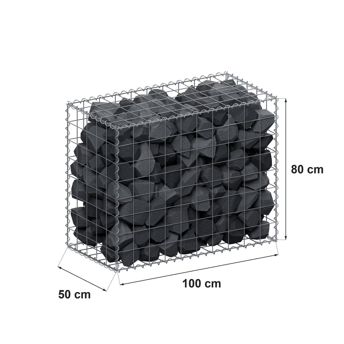 Schanskorf 100 cm x 80 cm x 50 cm (L x H x D), maaswijdte 10 cm x 10 cm, spiraalvormig