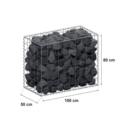 Schanskorf 100 cm x 80 cm x 50 cm (L x H x D), maaswijdte 10 cm x 10 cm, spiraalvormig