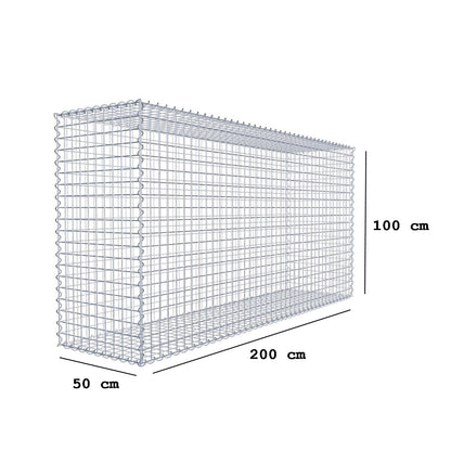 Gabião 200 cm x 100 cm x 50 cm (C x A x P), malhagem 5 cm x 5 cm, espiral