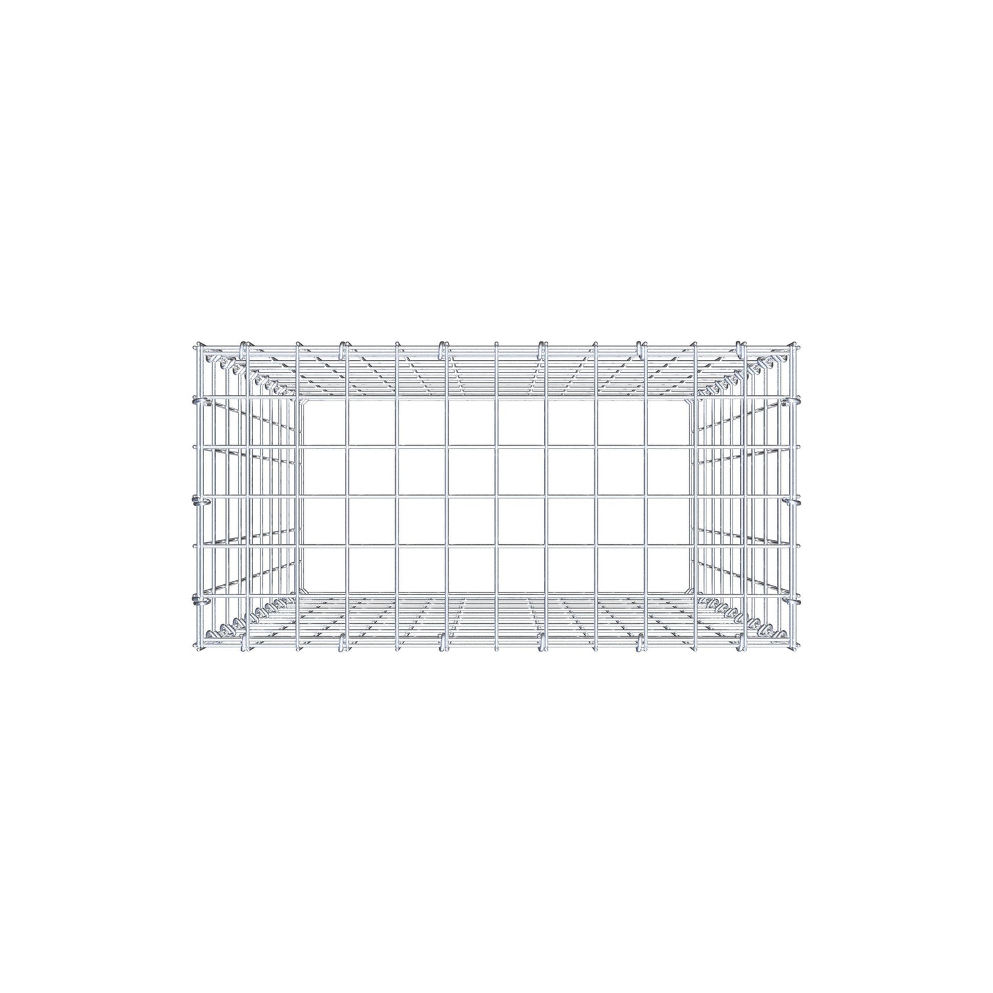Typ 3 påbyggnadsgabion 100 cm x 60 cm x 30 cm (L x H x D), maskstorlek 5 cm x 10 cm, C-ring