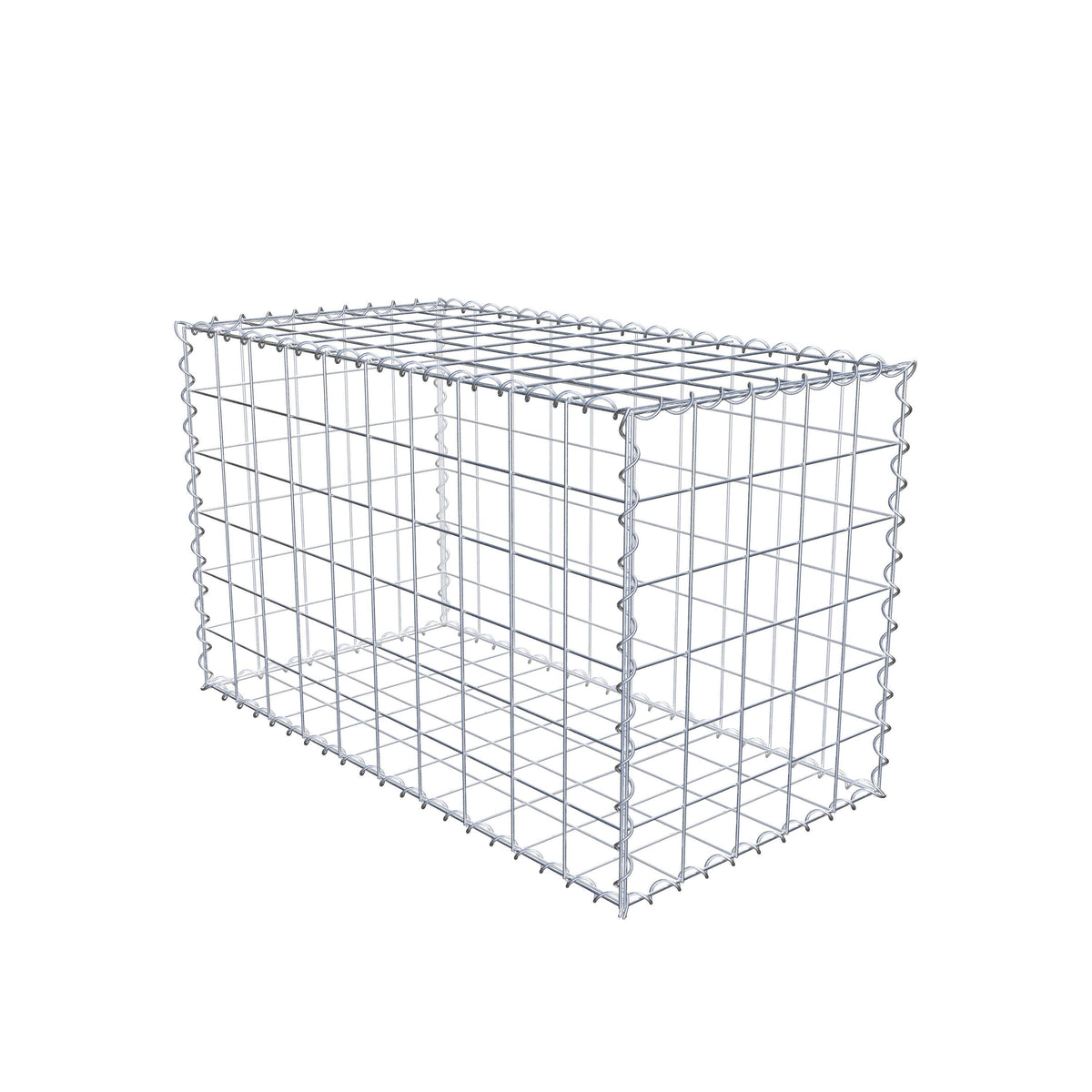 Schanskorf 100 cm x 60 cm x 50 cm (L x H x D), maaswijdte 10 cm x 10 cm, spiraalvormig