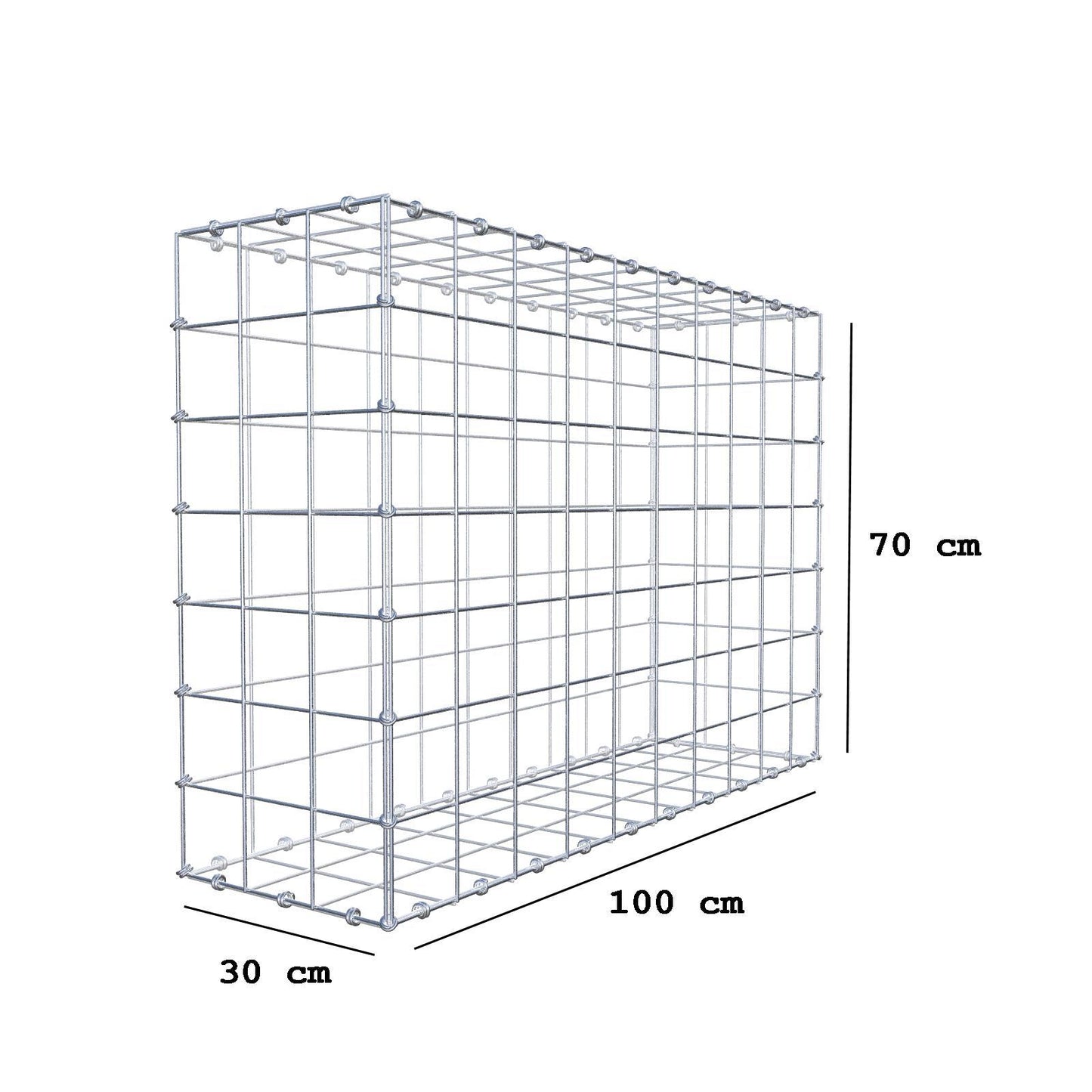 Schanskorf 100 cm x 70 cm x 30 cm (L x H x D), maaswijdte 10 x 10 cm, spiraalring