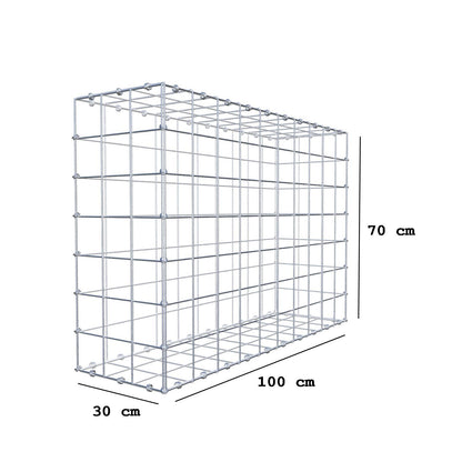 Schanskorf 100 cm x 70 cm x 30 cm (L x H x D), maaswijdte 10 x 10 cm, spiraalring