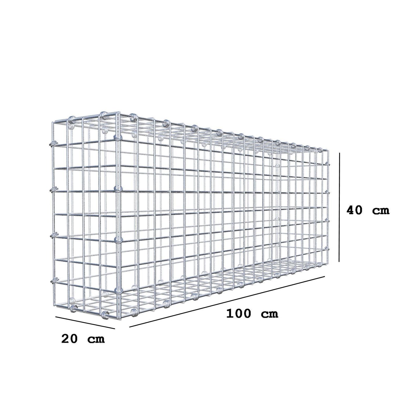 Schanskorf 100 cm x 40 cm x 20 cm (L x H x D), maaswijdte 5 x 5 cm, spiraalring