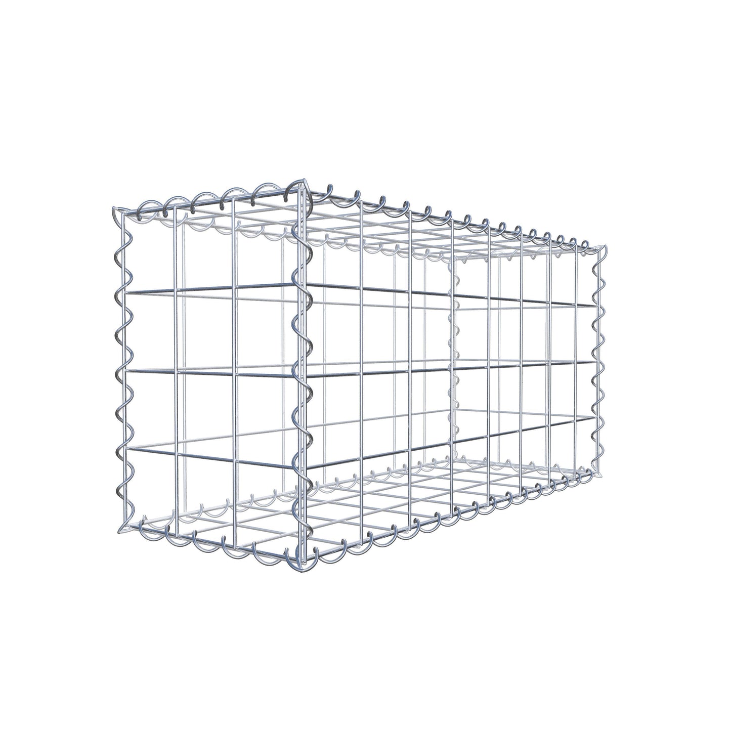 Schanskorf 80 cm x 40 cm x 30 cm (L x H x D), maaswijdte 10 cm x 10 cm, spiraalvormig