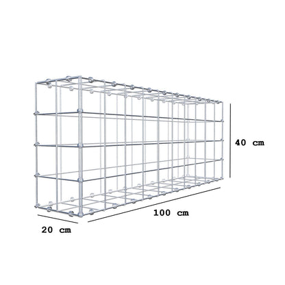 Schanskorf 100 cm x 40 cm x 20 cm (L x H x D), maaswijdte 10 x 10 cm, spiraalring