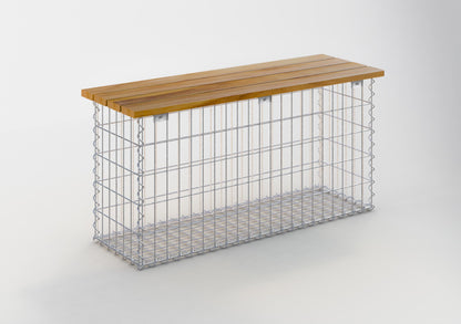 Havebænk spiralgabion 105 x 50 x 30 cm - 3 TEAK MW 5 x 10 cm