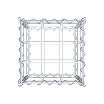 Schanskorf 30 cm x 30 cm x 30 cm (L x H x D), maaswijdte 10 cm x 10 cm, spiraalvormig