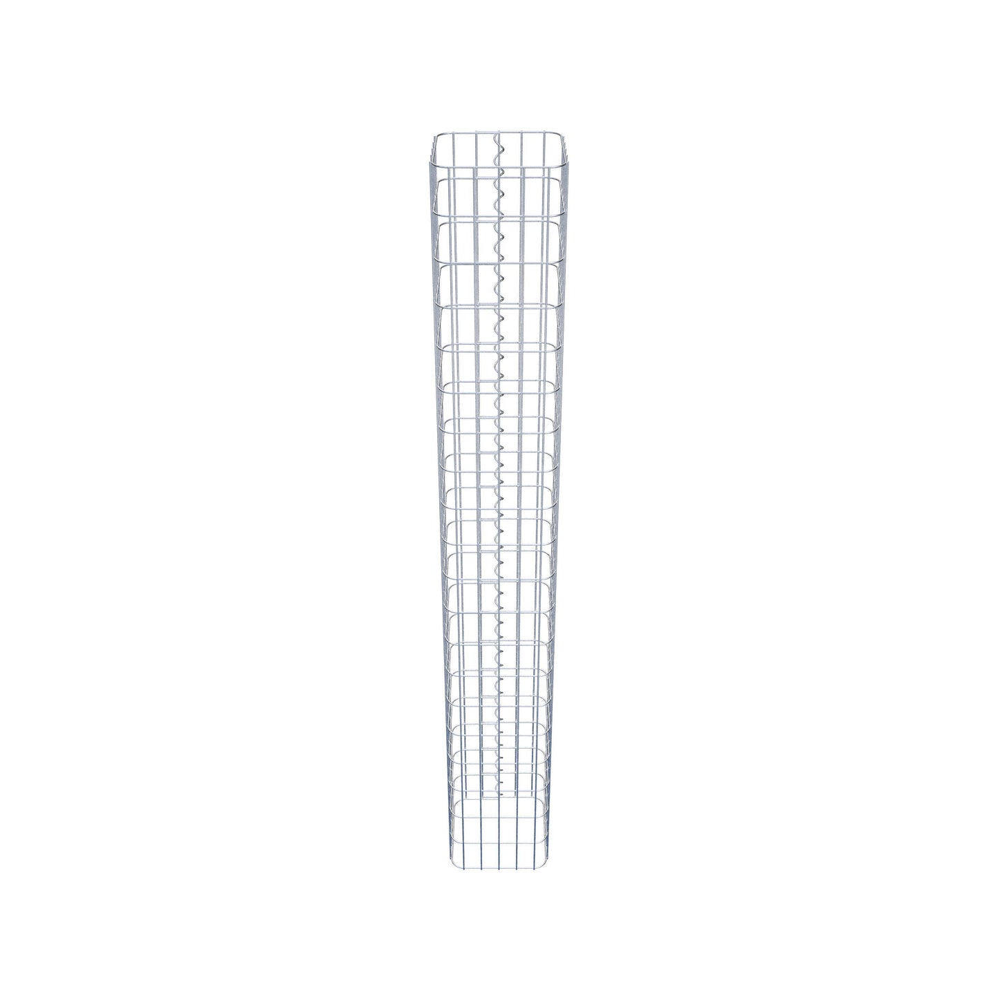 Rechthoekige thermisch verzinkte schanskorfzuil, 27 cm x 27 cm, 200 cm hoog, MW 5 cm x 10 cm