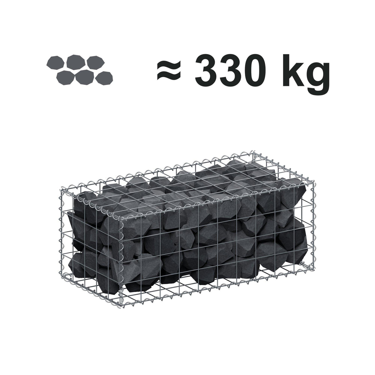 Gabion 100 cm x 40 cm x 50 cm (L x H x D), maskstorlek 10 cm x 10 cm, spiral
