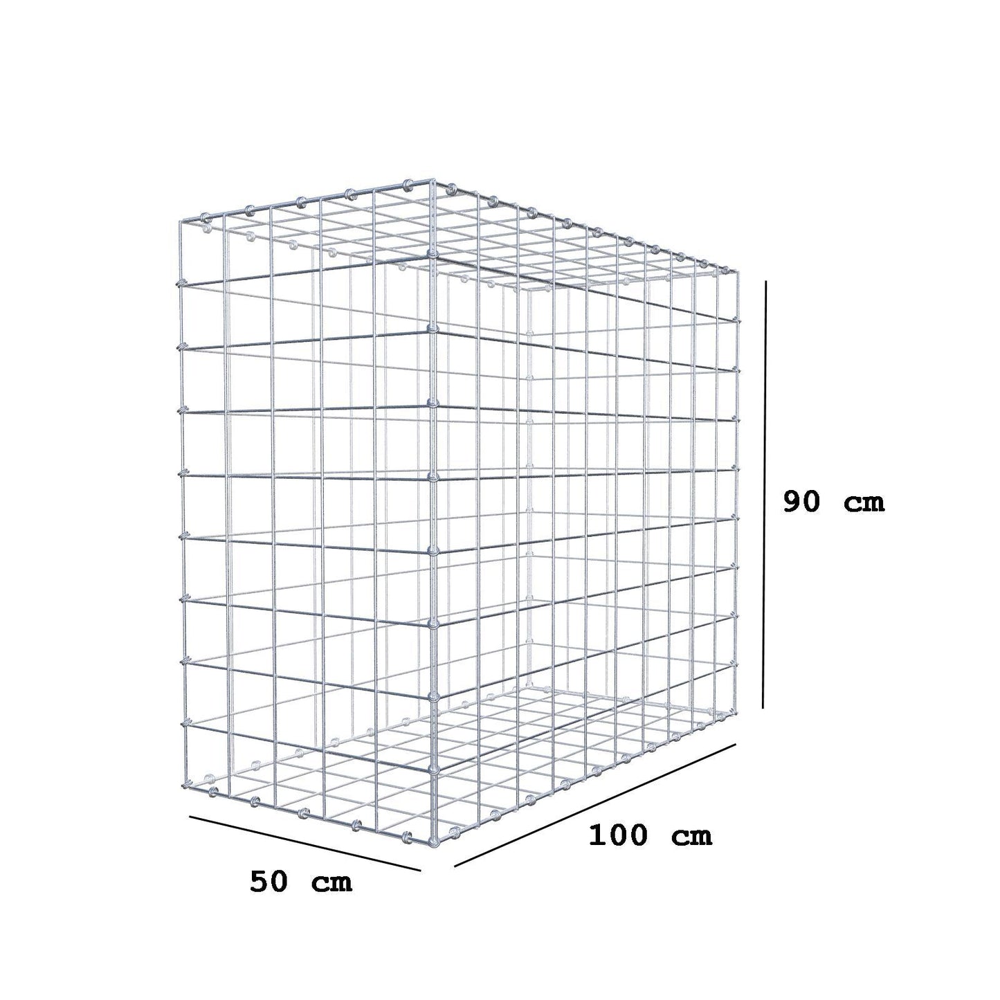 Schanskorf 100 cm x 90 cm x 50 cm (L x H x D), maaswijdte 10 x 10 cm, spiraalring