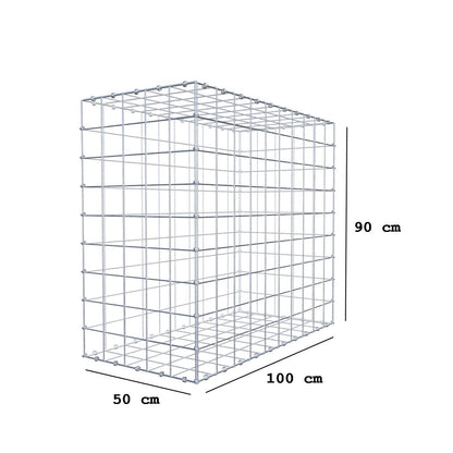 Schanskorf 100 cm x 90 cm x 50 cm (L x H x D), maaswijdte 10 x 10 cm, spiraalring