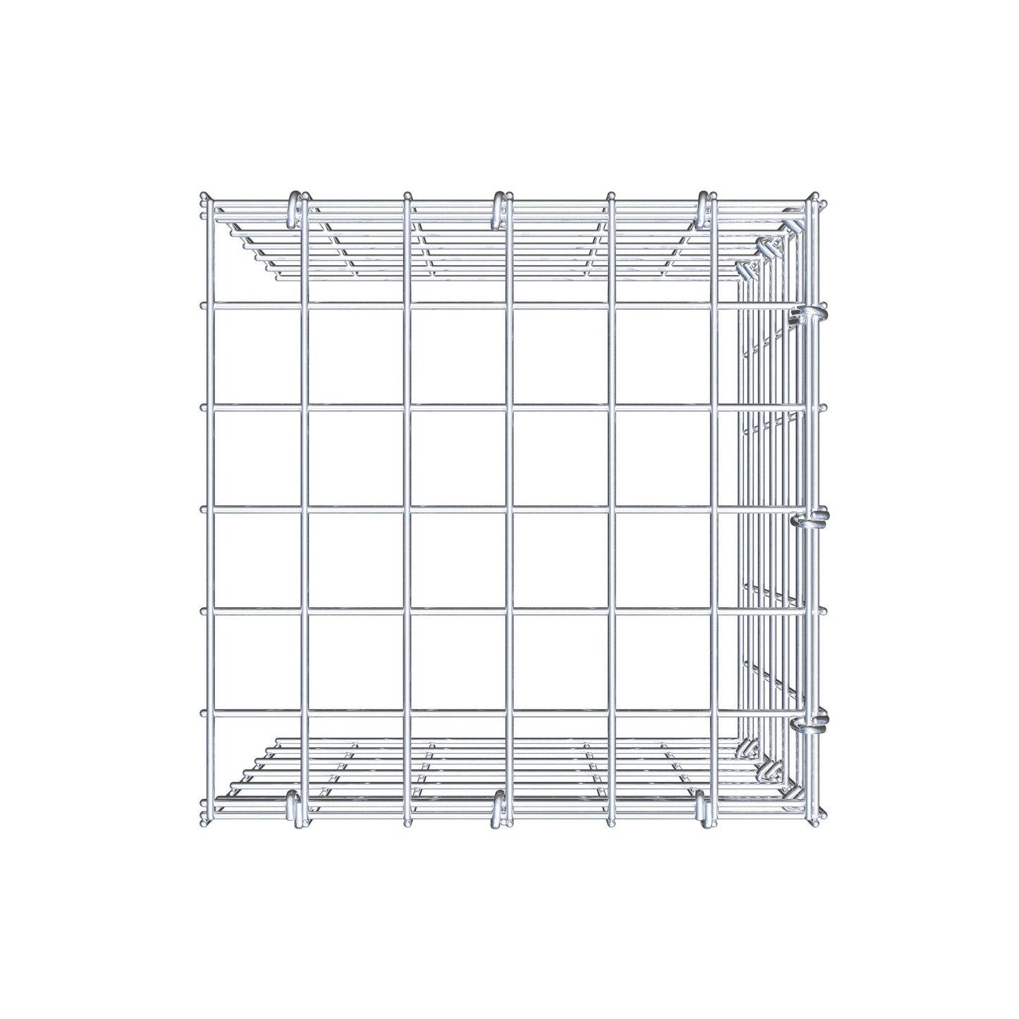 Opbouw schanskorf type 4 30 cm x 30 cm x 30 cm (L x H x D), maaswijdte 5 cm x 5 cm, C-ring