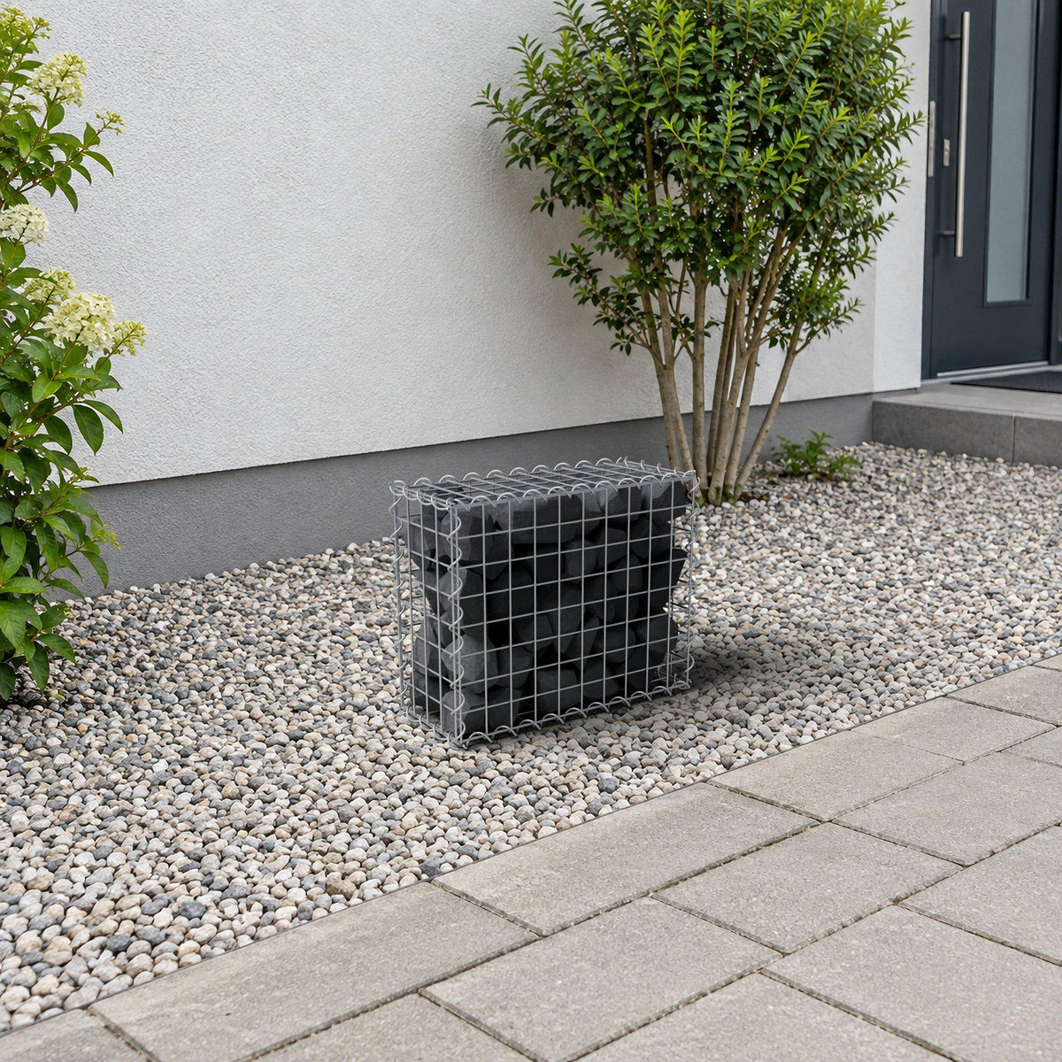 Schanskorf 50 cm x 40 cm x 20 cm (L x H x D), maaswijdte 5 cm x 5 cm, spiraalvormig