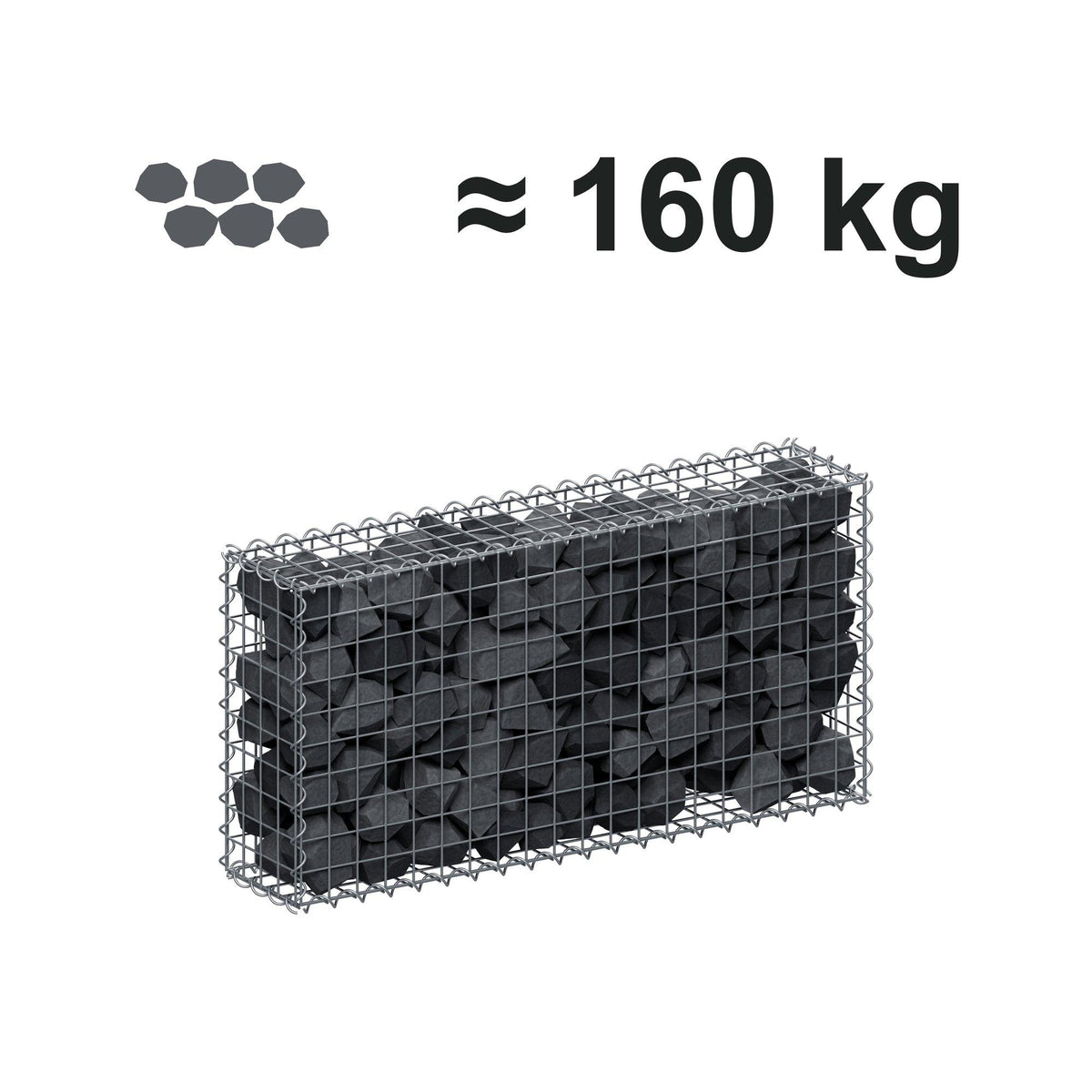Schanskorf 100 cm x 50 cm x 20 cm (L x H x D), maaswijdte 5 cm x 5 cm, spiraalvormig