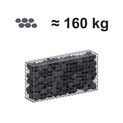 Schanskorf 100 cm x 50 cm x 20 cm (L x H x D), maaswijdte 5 cm x 5 cm, spiraalvormig