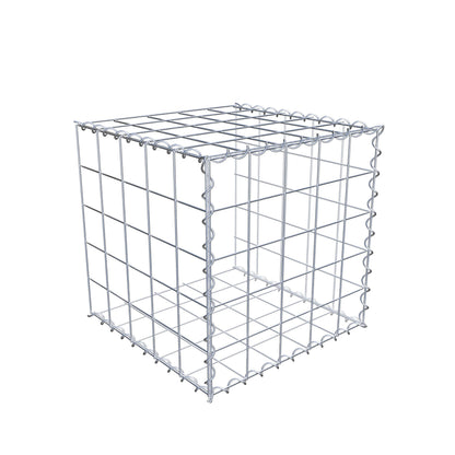 Aangegroeide schanskorf type 2 50 cm x 50 cm x 50 cm (L x H x D), maaswijdte 10 cm x 10 cm, spiraal