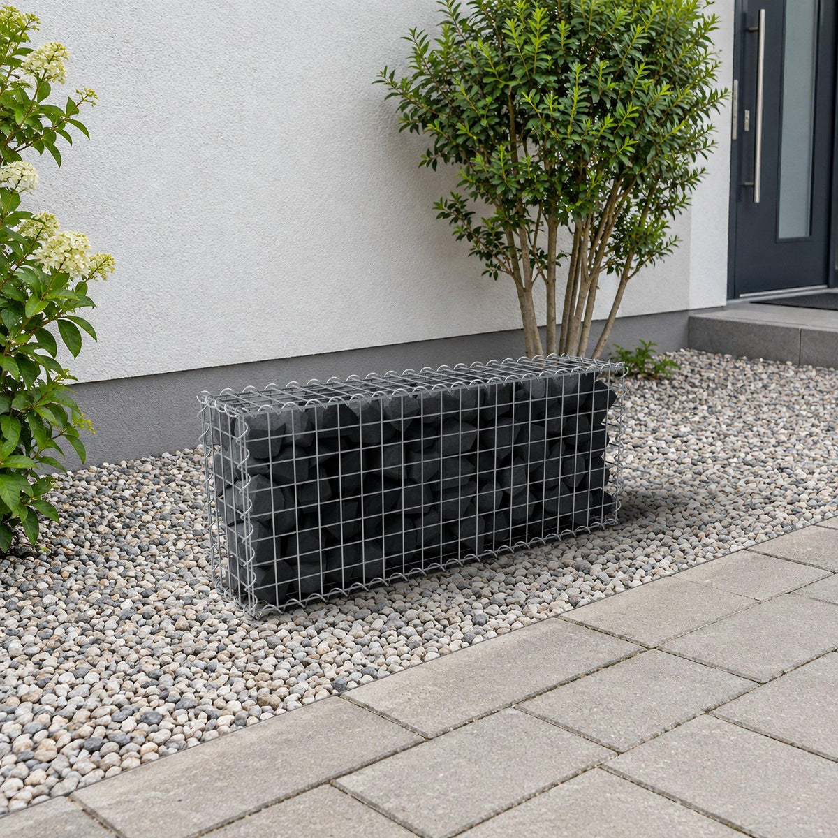 Schanskorf 100 cm x 40 cm x 20 cm (L x H x D), maaswijdte 5 cm x 5 cm, spiraalvormig