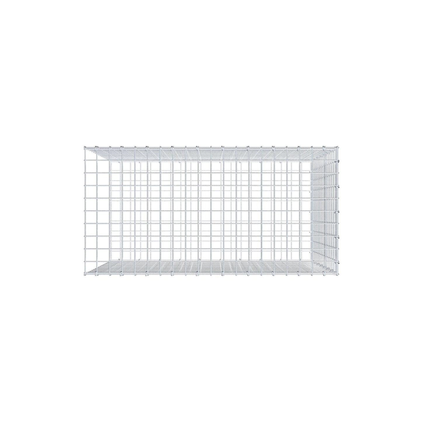 Opbouw schanskorf type 2 100 cm x 80 cm x 50 cm (L x H x D), maaswijdte 5 cm x 5 cm, C-ring