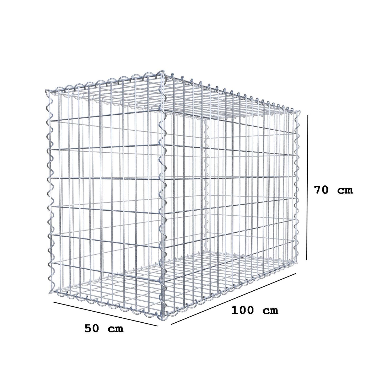 Gabione 100 cm x 70 cm x 50 cm (L x H x T), Maschenweite 5 cm x 10 cm, Spirale