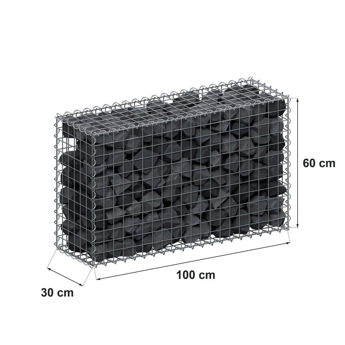Schanskorf 100 cm x 60 cm x 30 cm (L x H x D), maaswijdte 5 cm x 5 cm, spiraal