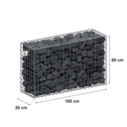 Schanskorf 100 cm x 60 cm x 30 cm (L x H x D), maaswijdte 5 cm x 5 cm, spiraal