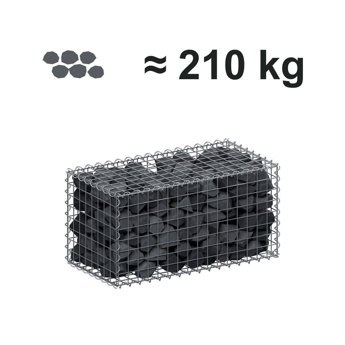 Gabione 80 cm x 40 cm x 40 cm (L x H x T), Maschenweite 5 cm x 5 cm, Spirale