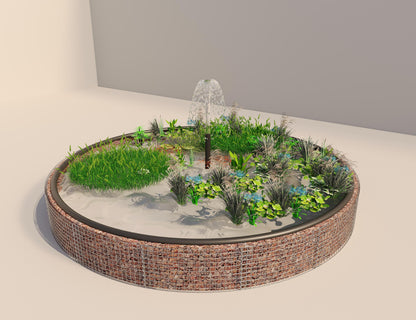 Gabion-dam, rund, ydre diameter 472 cm, højde 50 cm, maskestørrelse 5 x 5 cm, vægtykkelse 15 cm